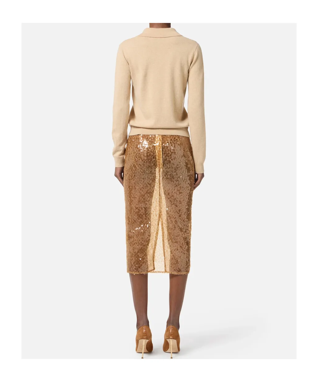 Sequin-Embellished Midi Skirt