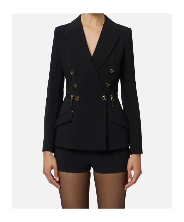 Double-Breasted Zip-Detail Blazer