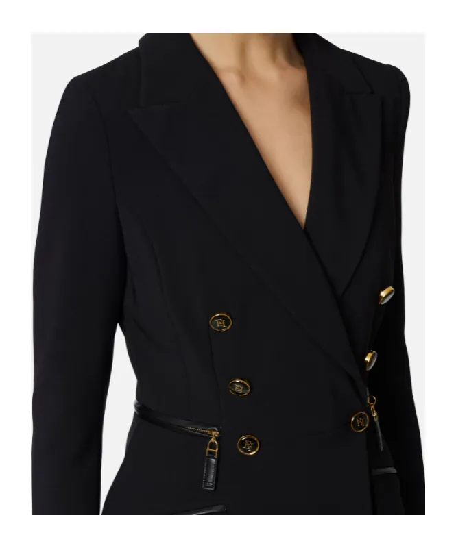 Double-Breasted Zip-Detail Blazer