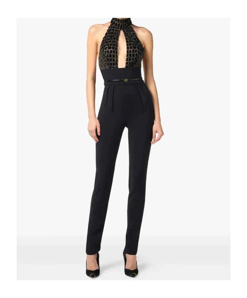 Embellished Halter-Neck Jumpsuit