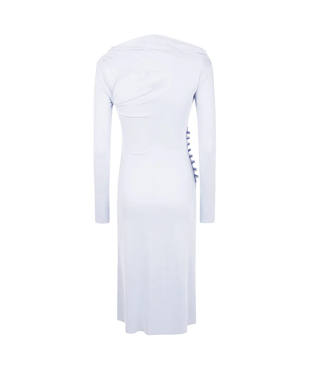 Draped Button-Detail Dress