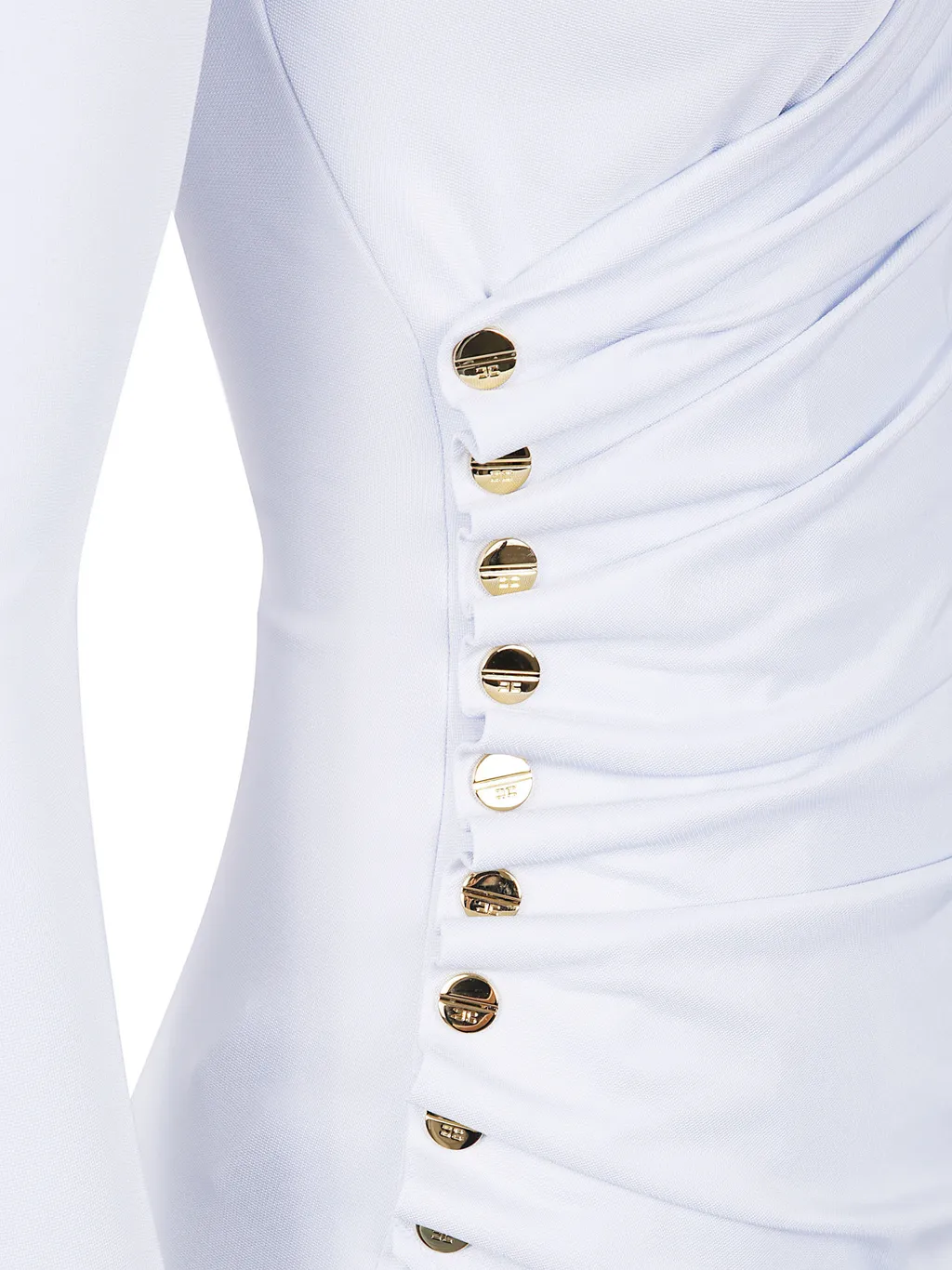 Draped Button-Detail Dress