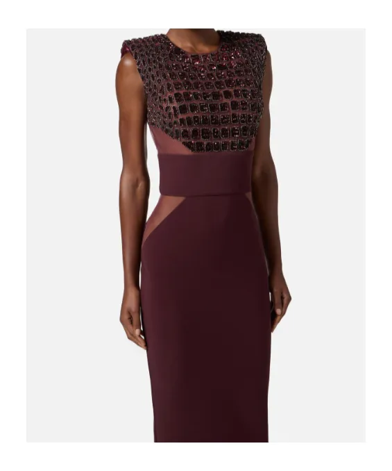 Lightweight CrÊPe Tulle Embroidered Dress