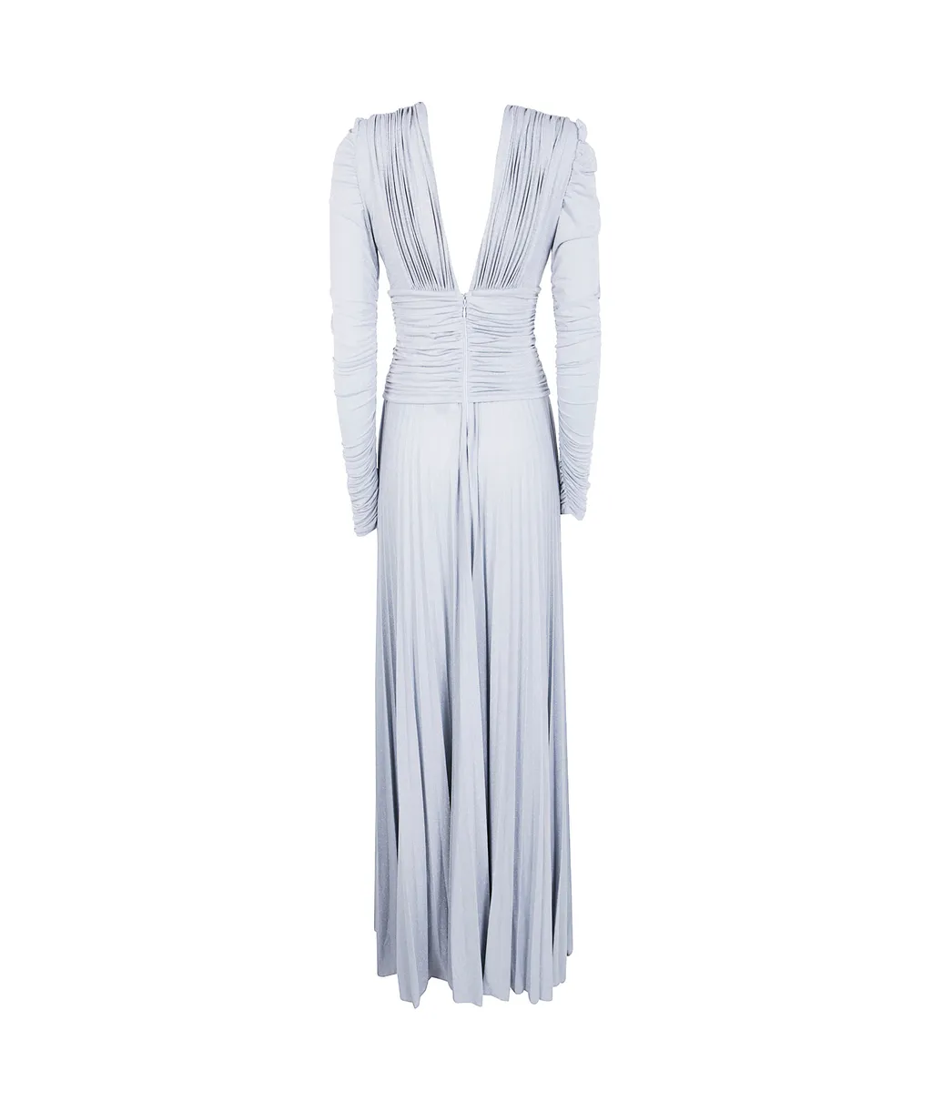 Pleated V-Neck Dress
