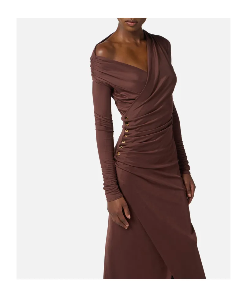 Embellished Button Jersey Dress