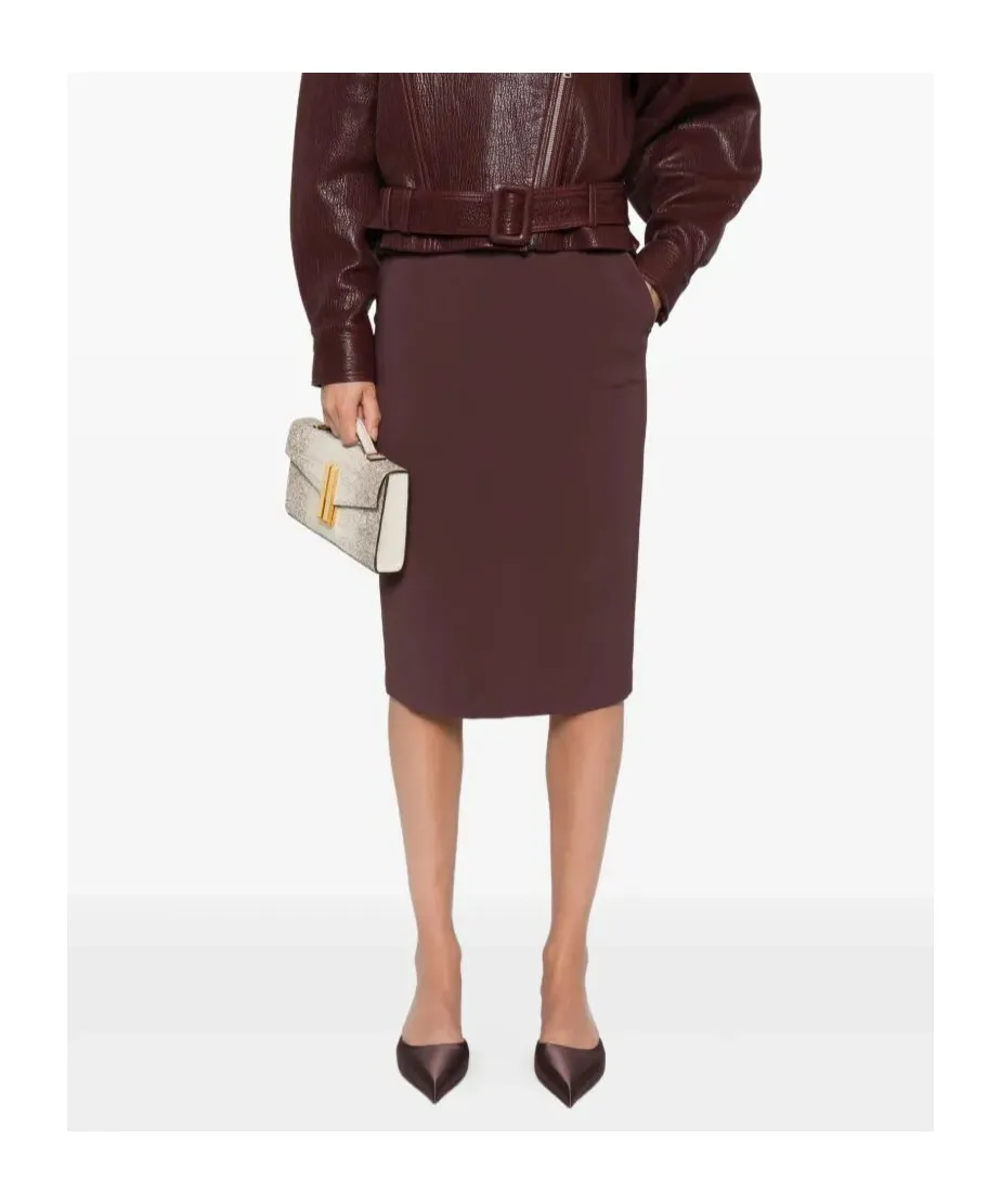 Button-Fastening Pencil Skirt
