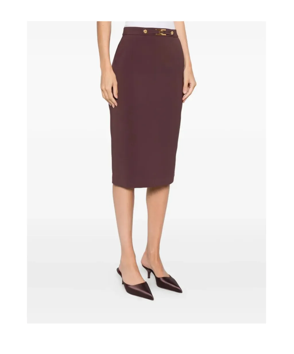 Button-Fastening Pencil Skirt