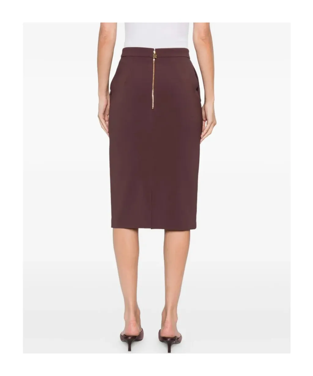 Button-Fastening Pencil Skirt