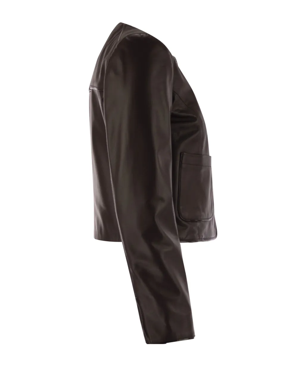 Long-Sleeved Leather Jacket