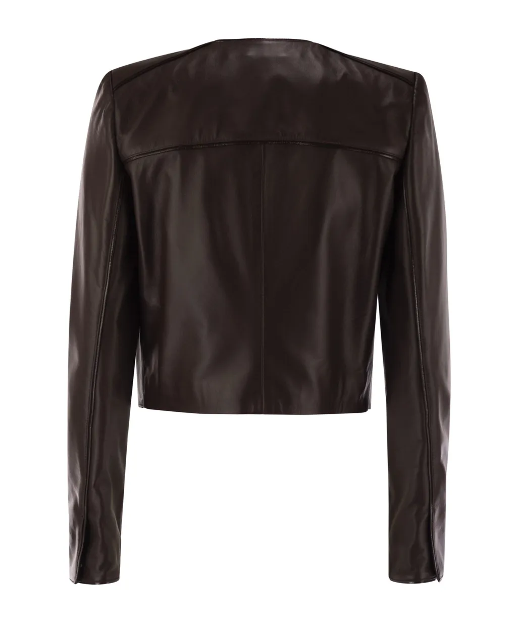 Long-Sleeved Leather Jacket