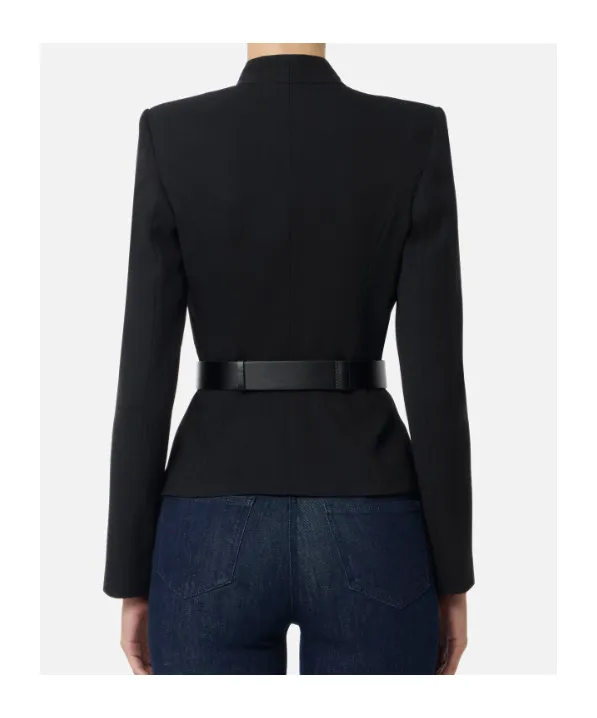 Belted Blazer With Satin Lapels