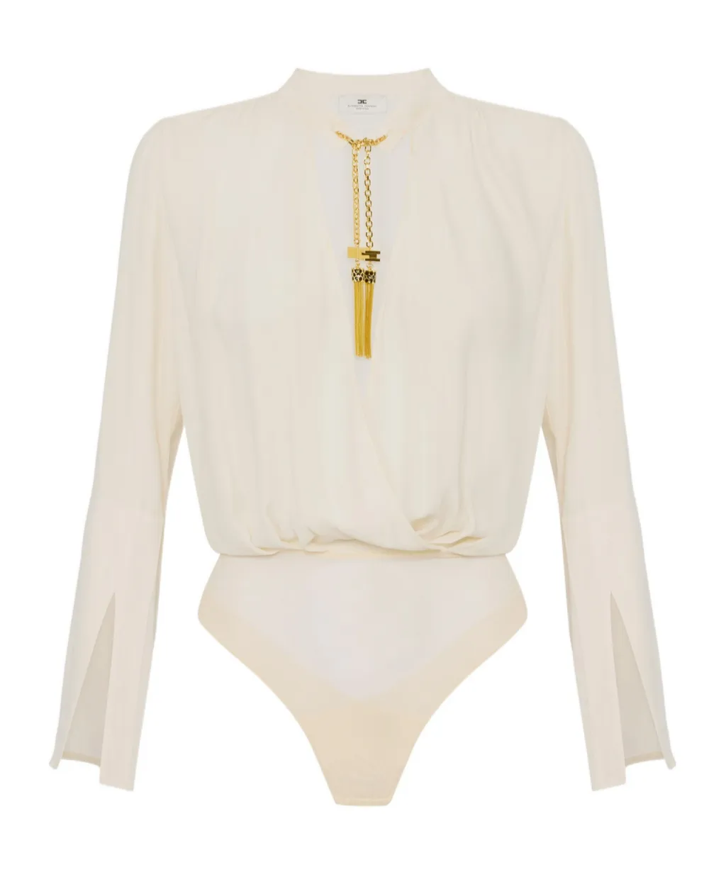 Tassel-Embellished Georgette Bodysuit