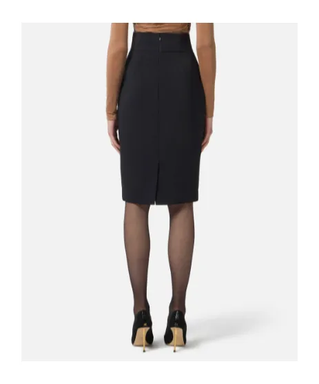Zip-Trimmed Pencil Midi Skirt
