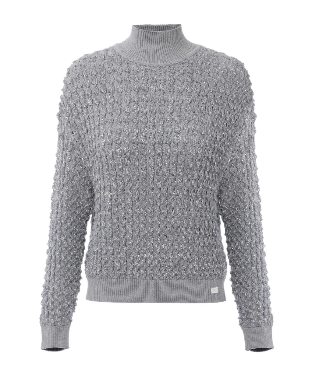 Sequin-Embellished High-Neck Sweater