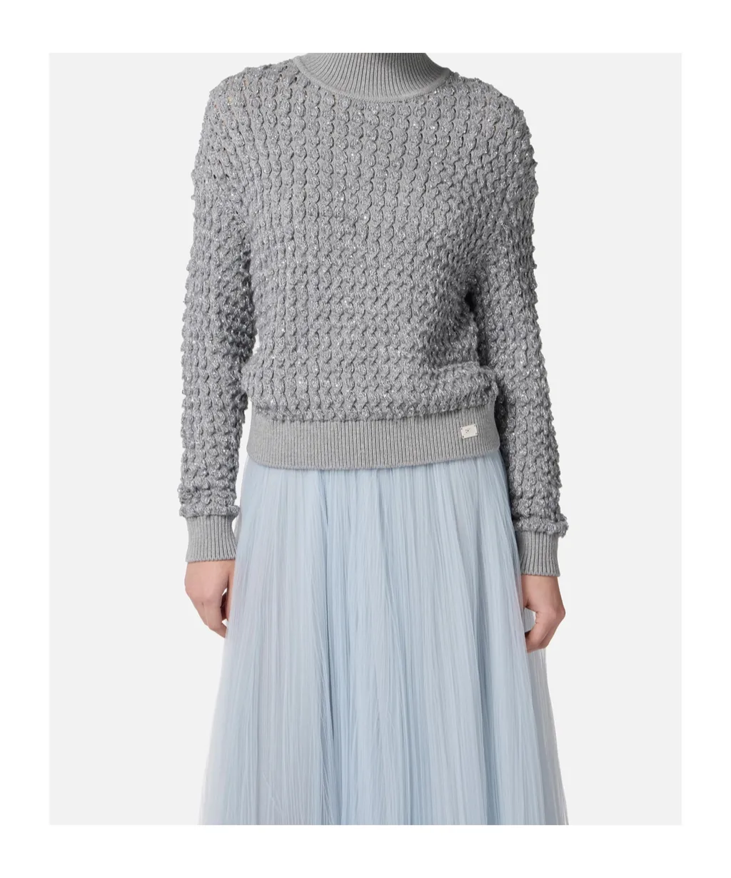 Sequin-Embellished High-Neck Sweater
