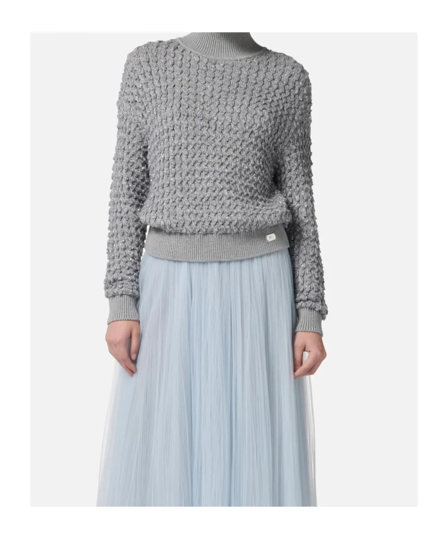 Sequin-Embellished High-Neck Sweater