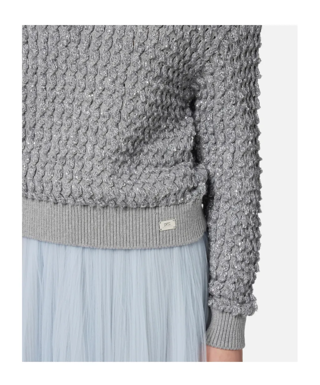 Sequin-Embellished High-Neck Sweater