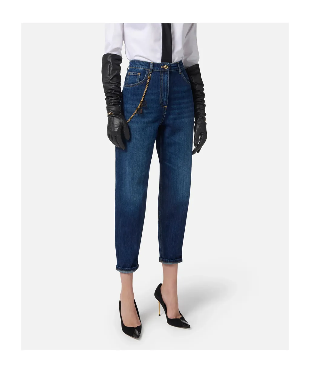 Chain-Embellished Jeans