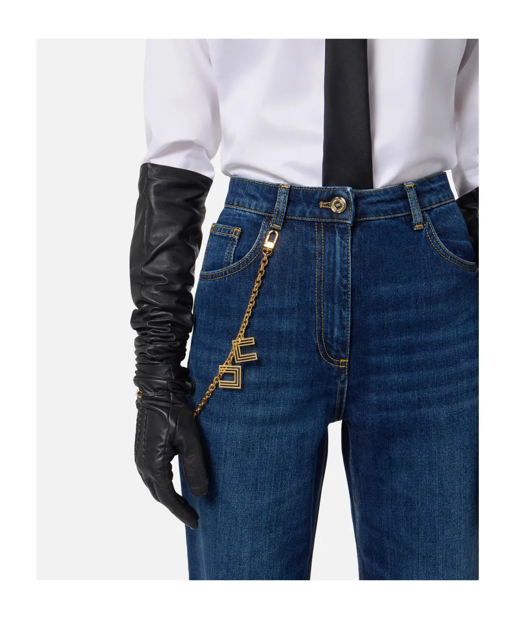 Chain-Embellished Jeans