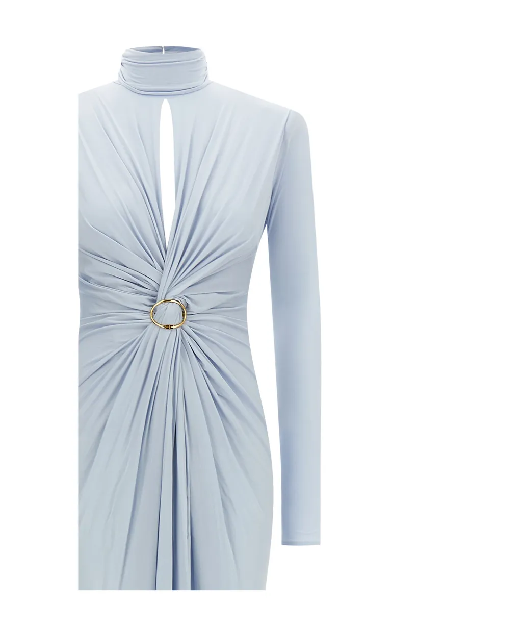 Red Carpet High-Neck Twist-Front Maxi Dress
