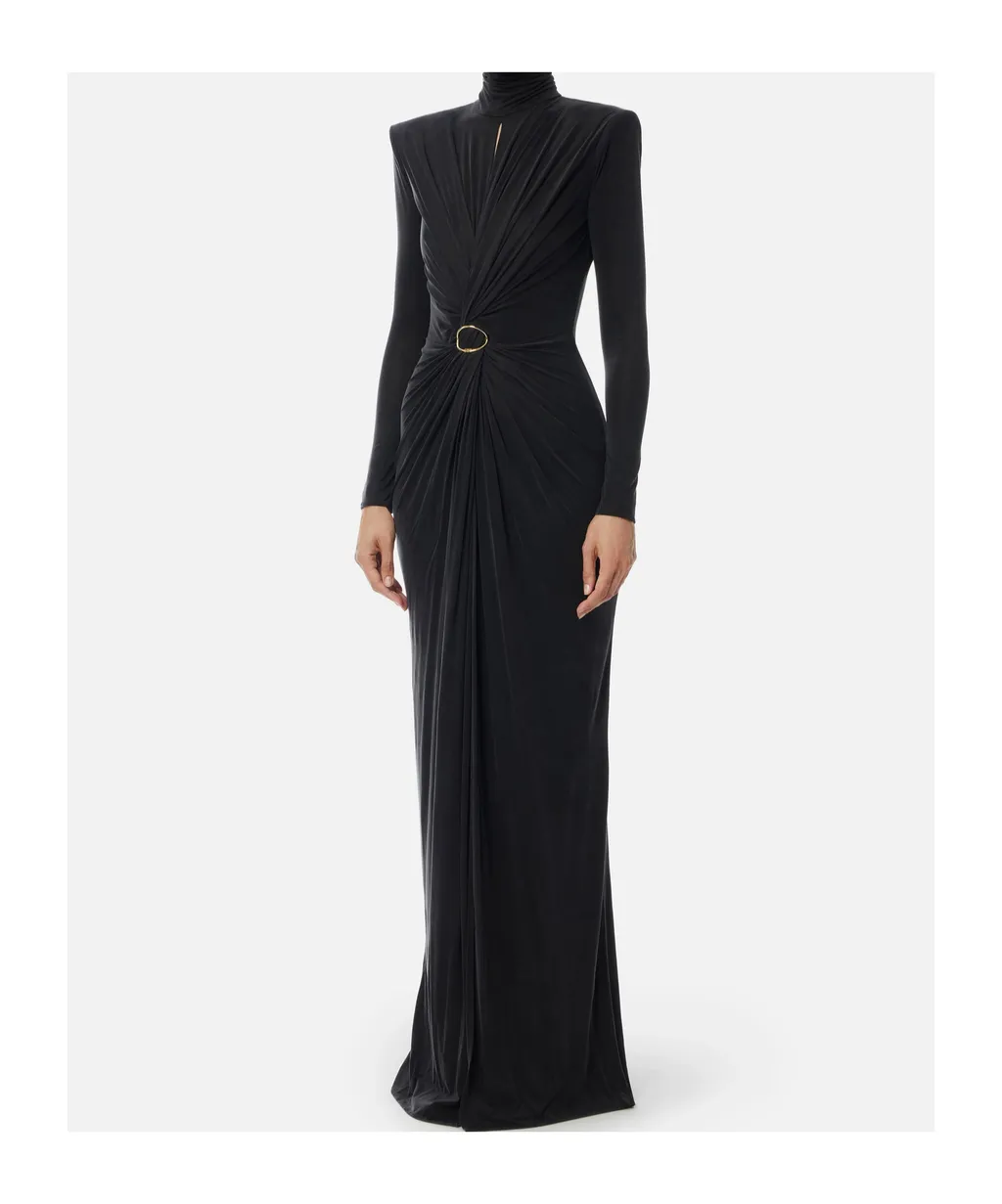 Draped High-Neck Maxi Dress