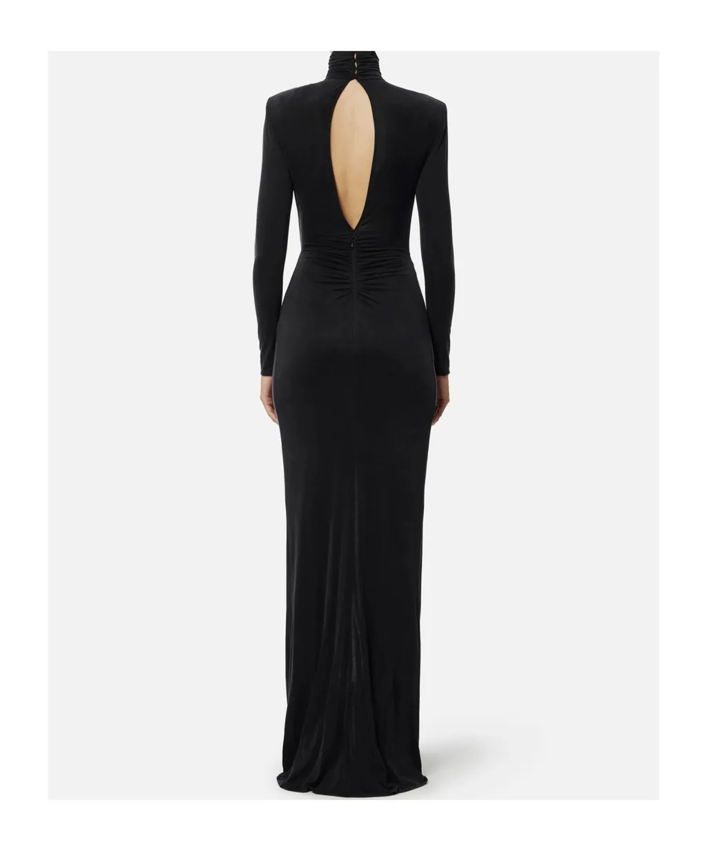 Draped High-Neck Maxi Dress