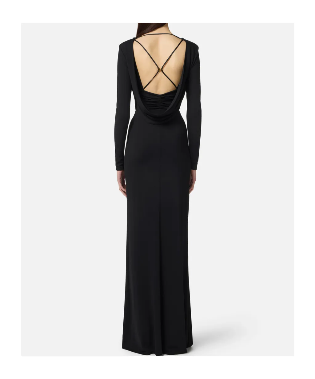 Draped Long-Sleeve Dress