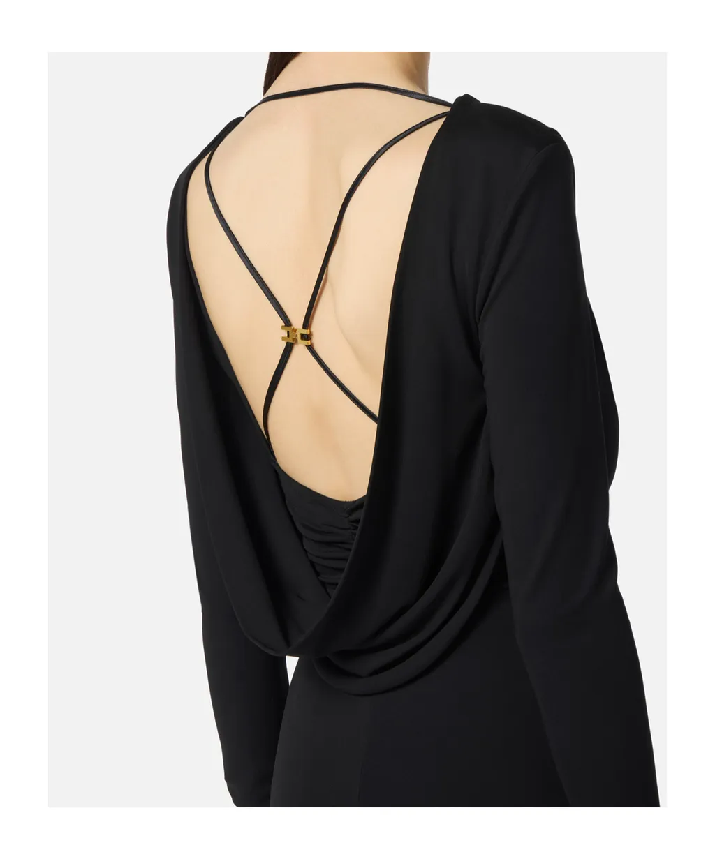 Draped Long-Sleeve Dress