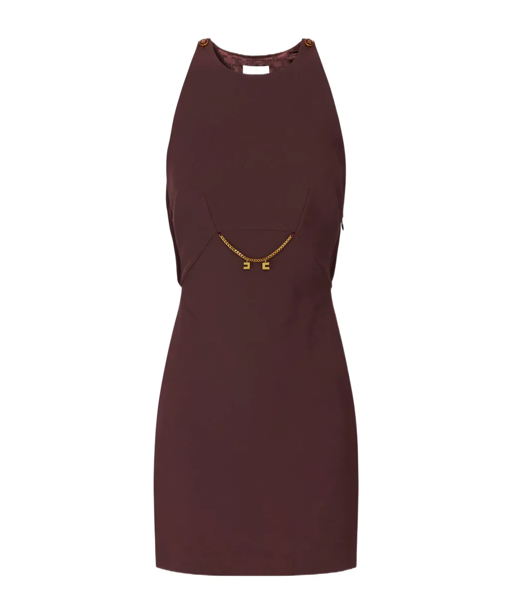 Chain-Embellished Sleeveless Dress