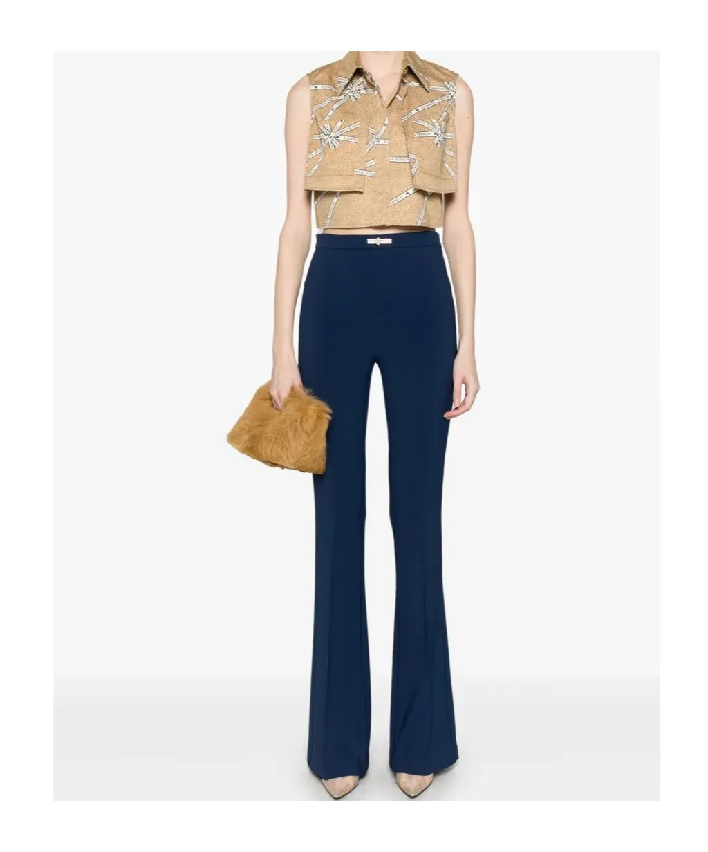 Lightweight Double-Layer CrÊPe Bell-Bottom Trousers