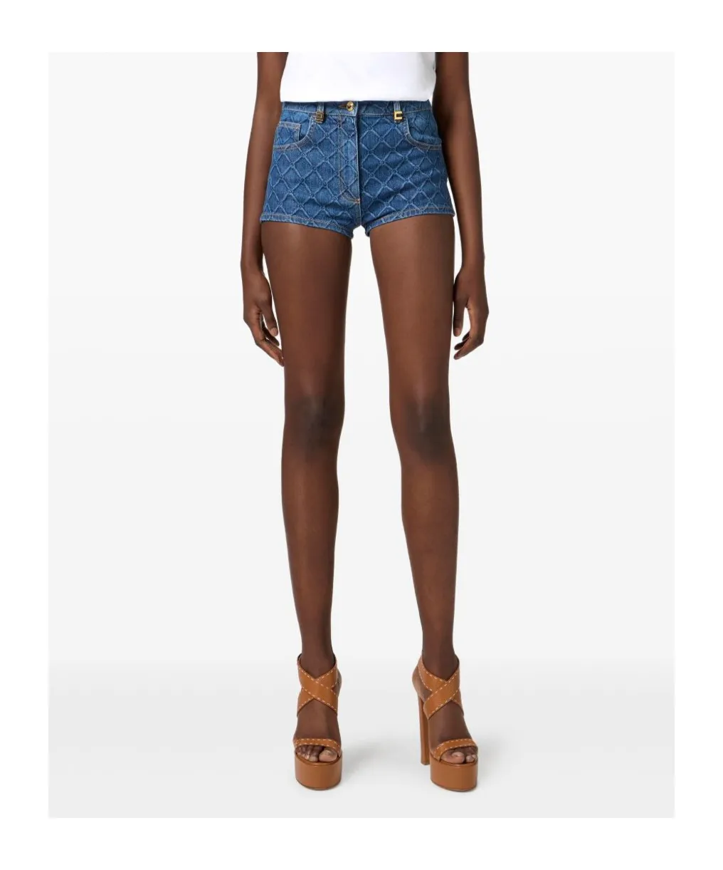 All-Over Printed Denim Shorts