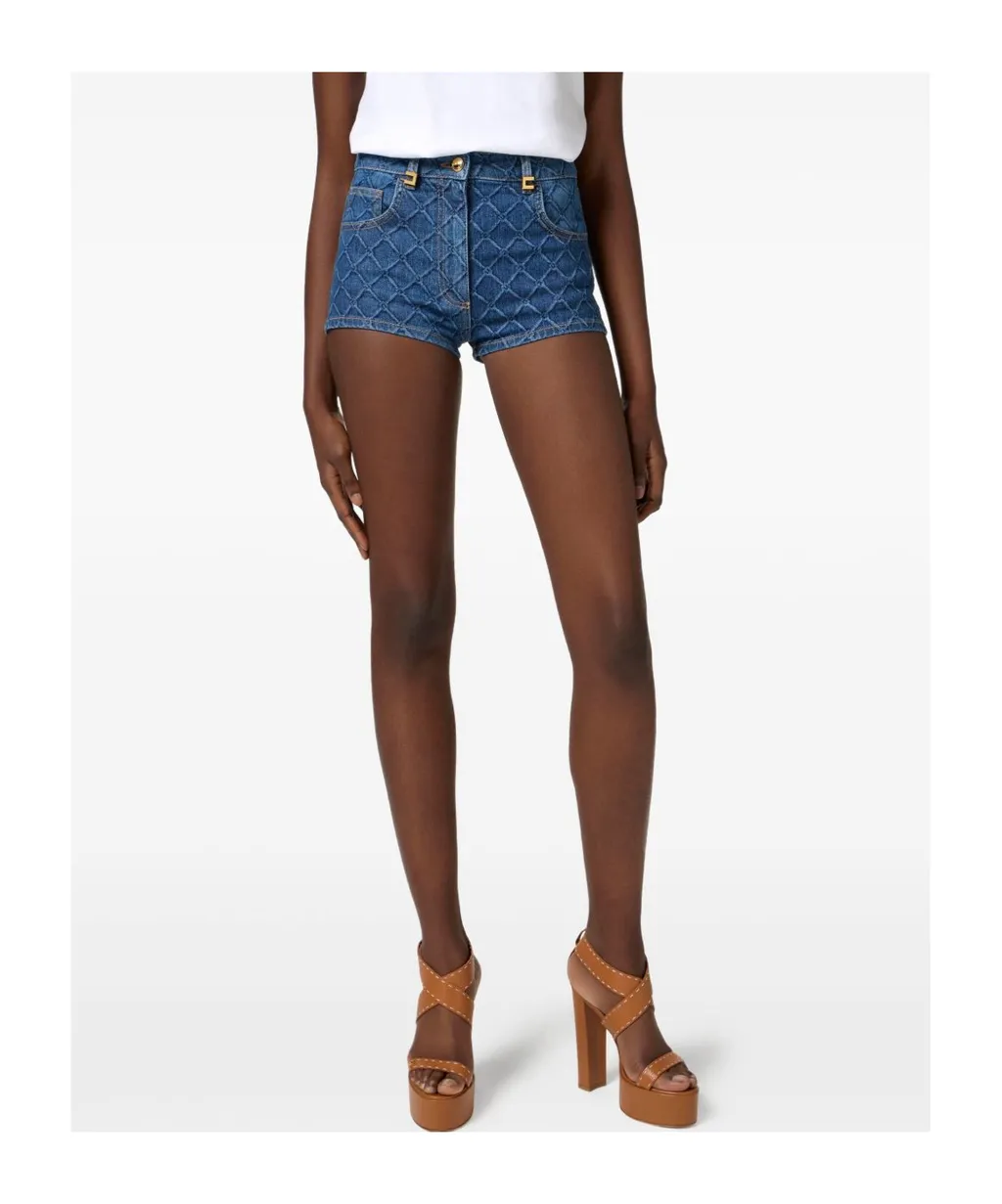 All-Over Printed Denim Shorts