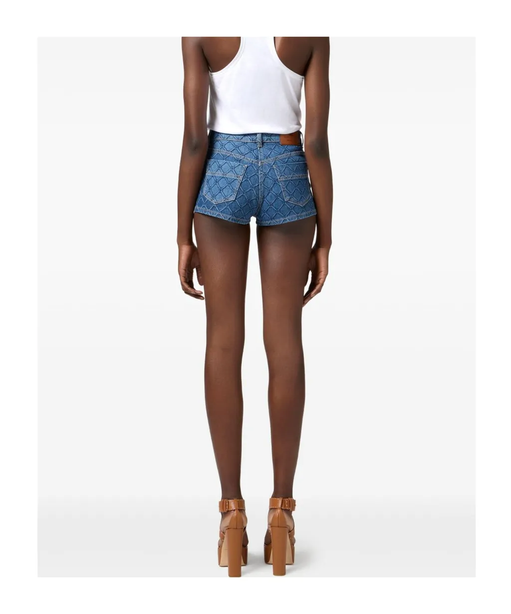 All-Over Printed Denim Shorts