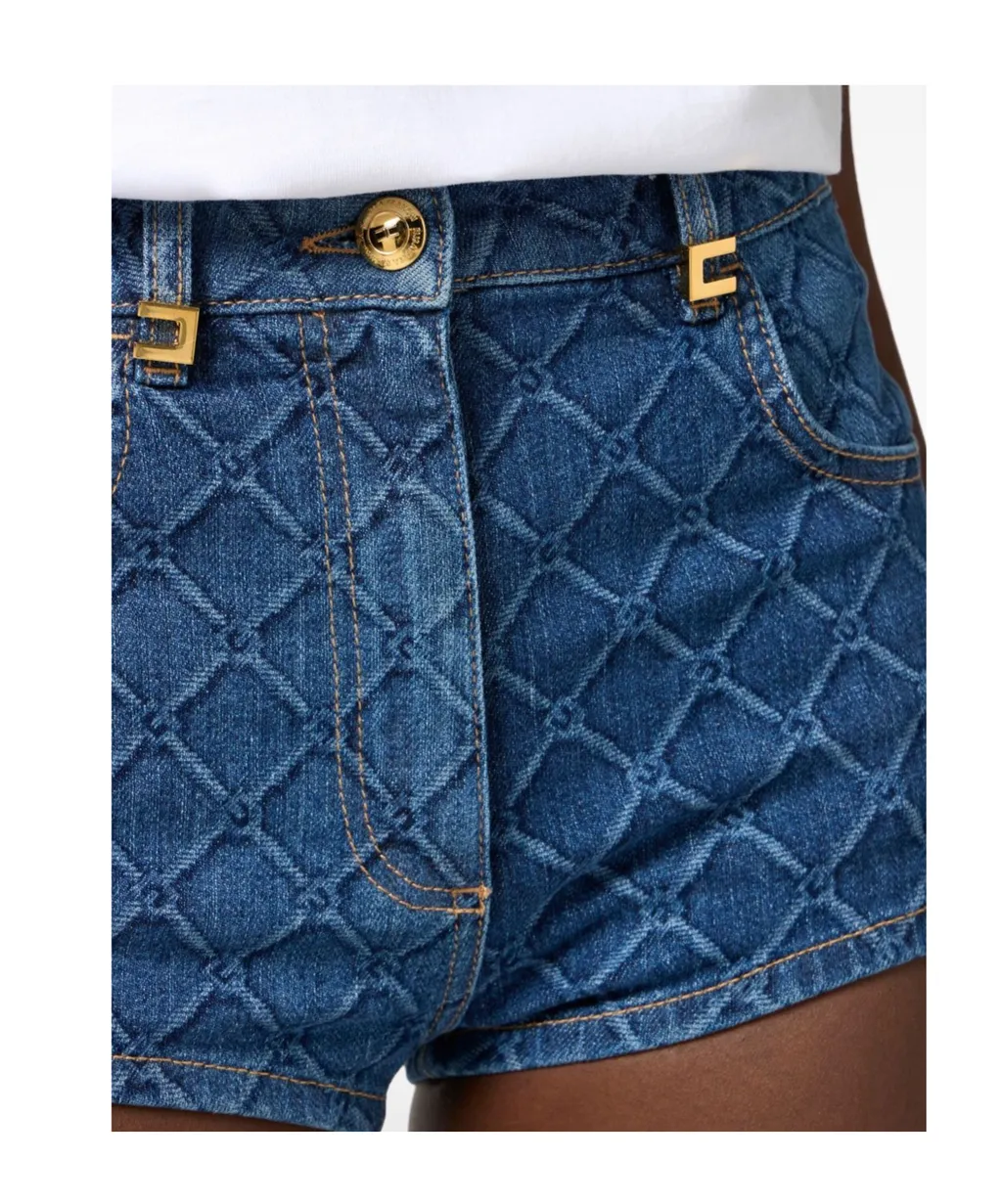 All-Over Printed Denim Shorts