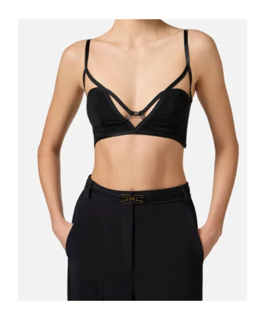 Stretch Organza Bra With Logo Detail