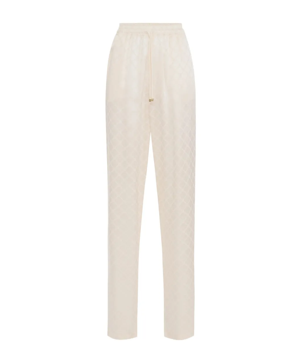 Jacquard Drawstring Straight Leg Trousers