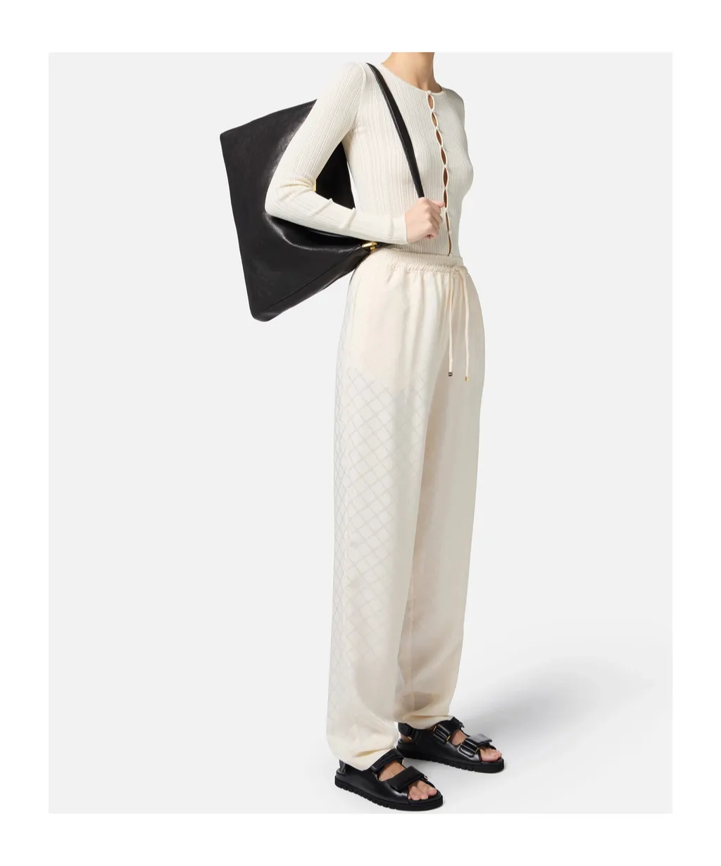 Jacquard Drawstring Straight Leg Trousers