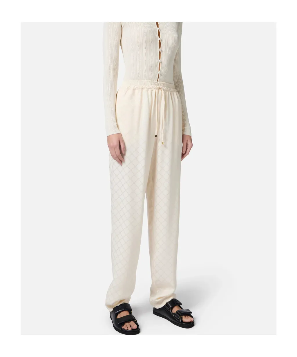 Jacquard Drawstring Straight Leg Trousers