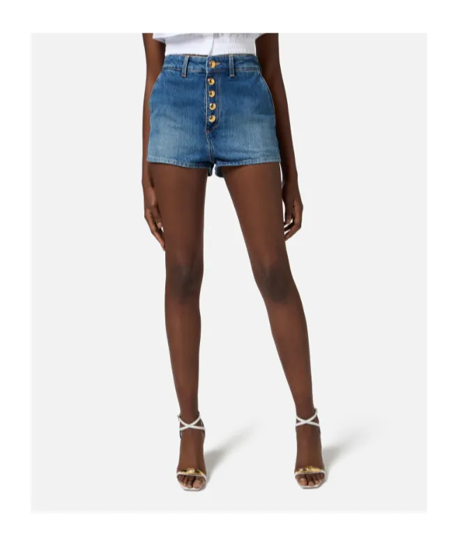 Visible Buttoned Denim Shorts