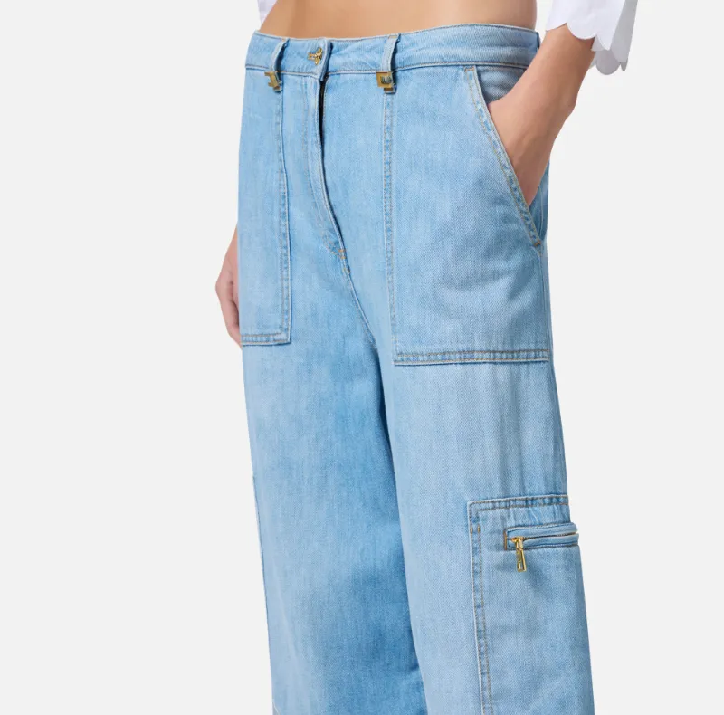 Maxi Pockets Jewelled Detailed Cargo Jeans