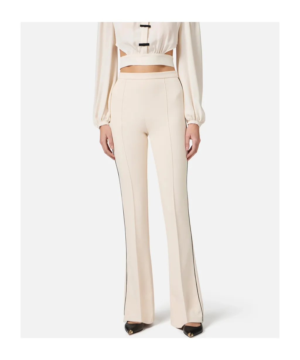 Contrasted Piping CrÊPe Trousers