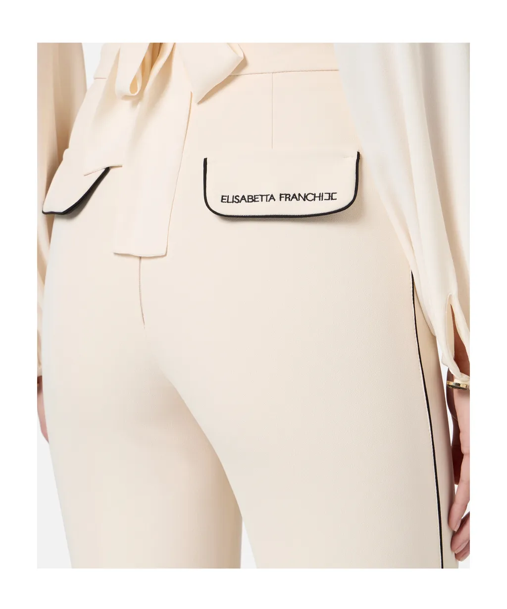 Contrasted Piping CrÊPe Trousers
