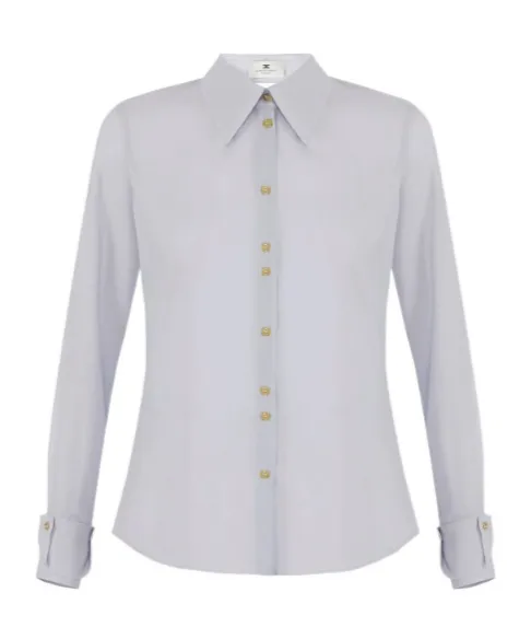 Button-Front Backless Shirt