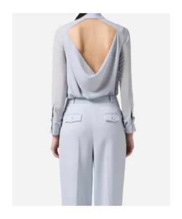 Button-Front Backless Shirt