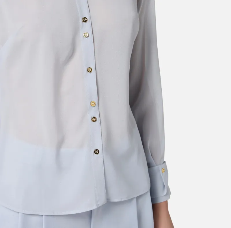 Button-Front Backless Shirt