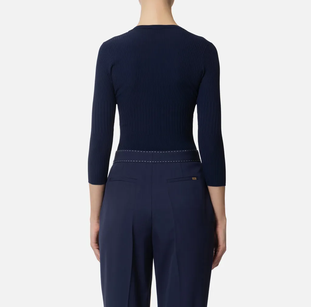 V-Neck Rib Knit Top