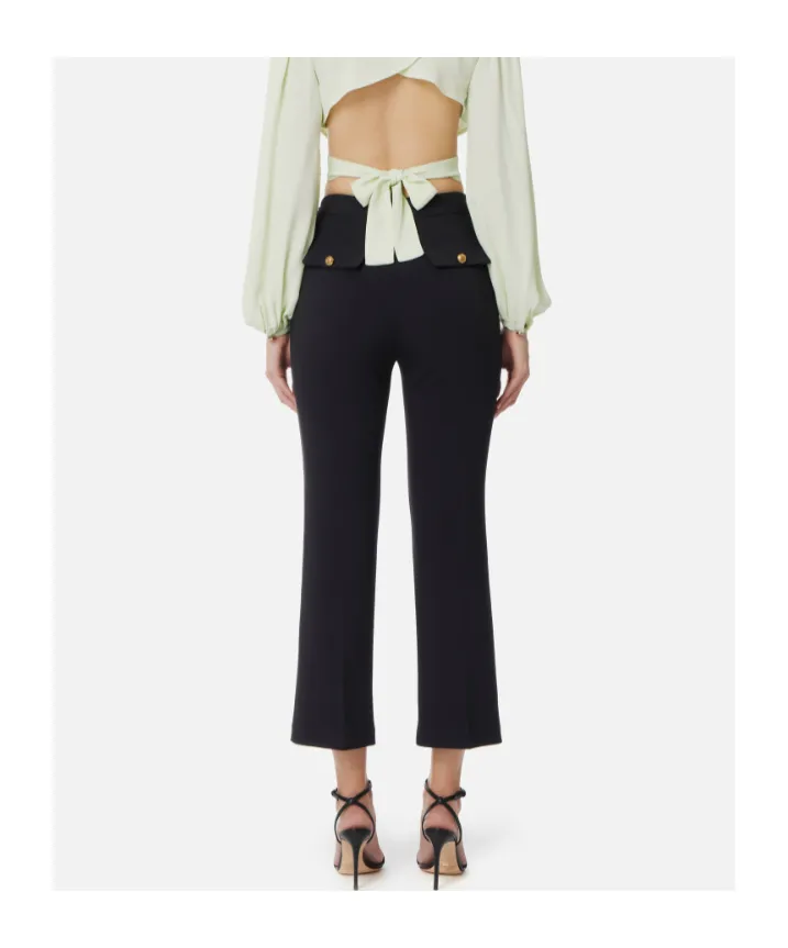Logo Plaque Cropped Crepe Trousers