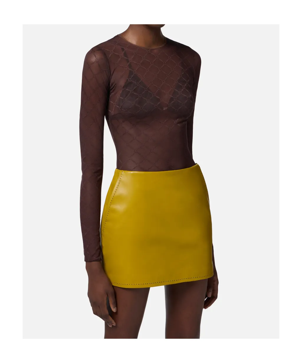 Bodysuit In Jacquard Tulle Fabric With Diamonds
