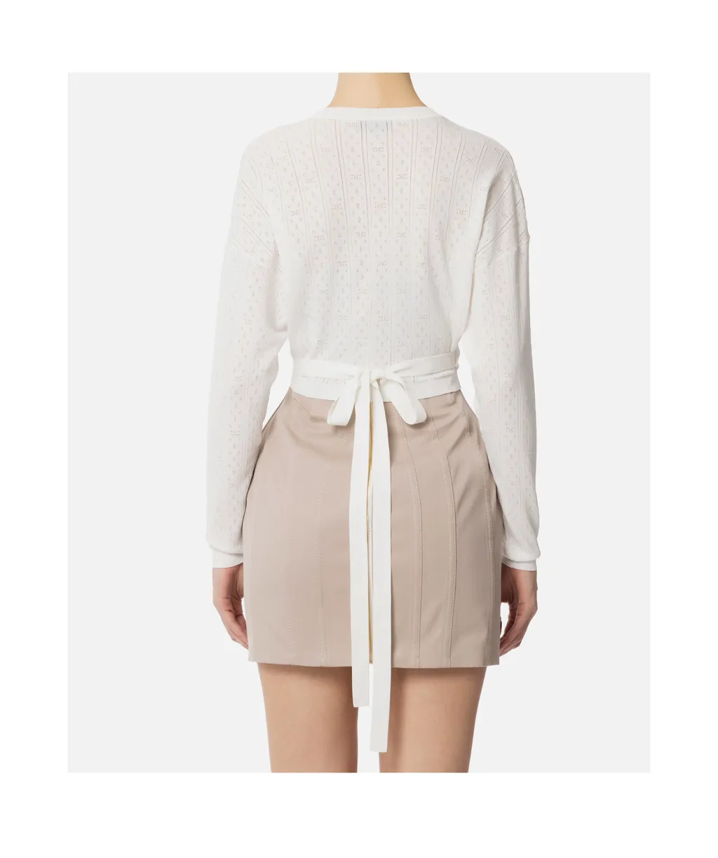 Knit Cardigan With Openwork Embroideries