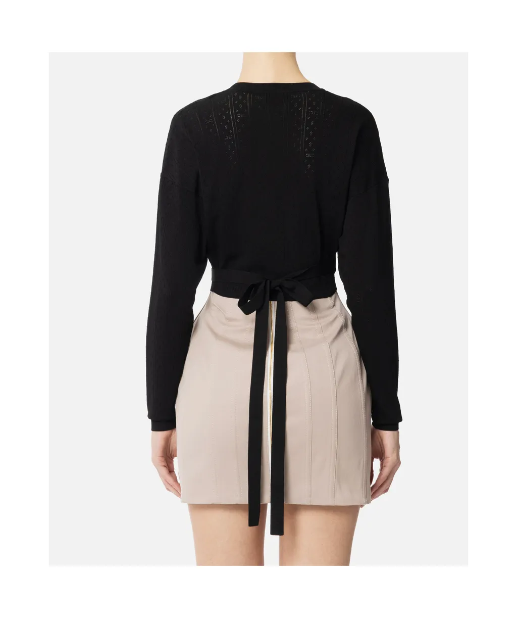 Knit Cardigan With Openwork Embroideries